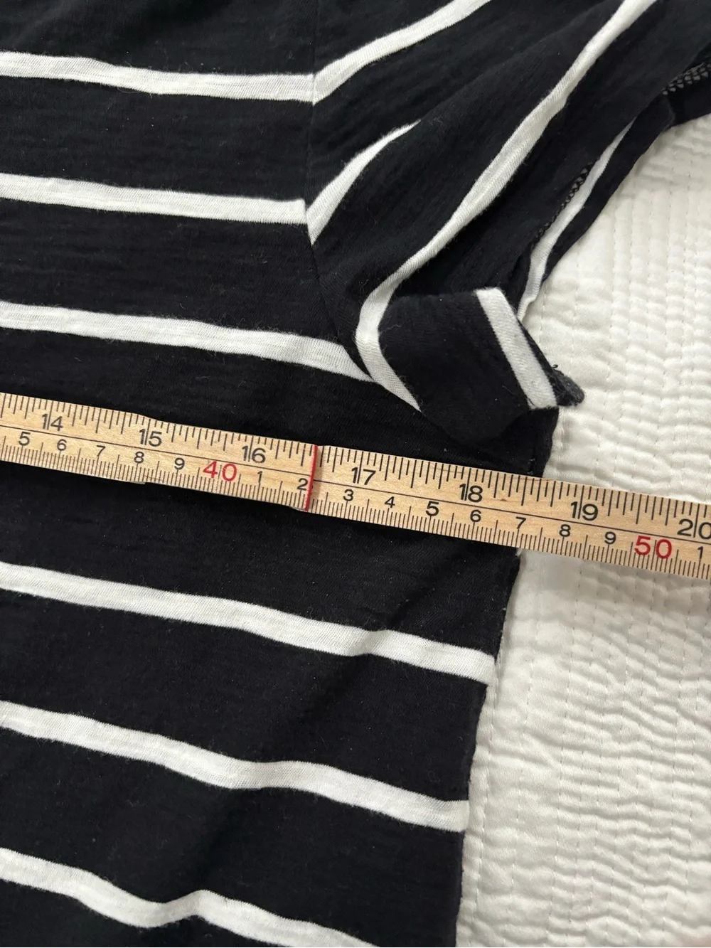 LOFT Black and White Striped V-Neck Short Sleeve Tee Medium